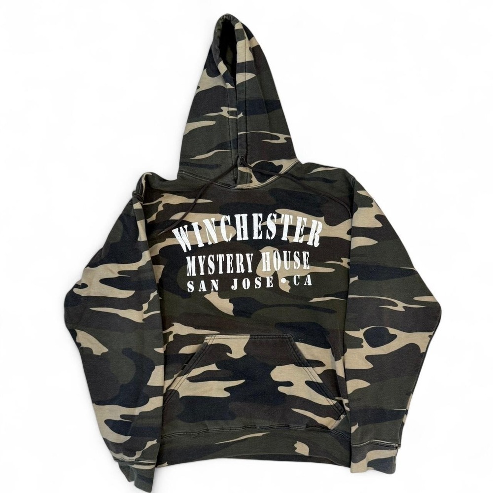 Vintage Winchester Mystery House Camo Pullover Hoodie Adult Medium Outdoors Y2K